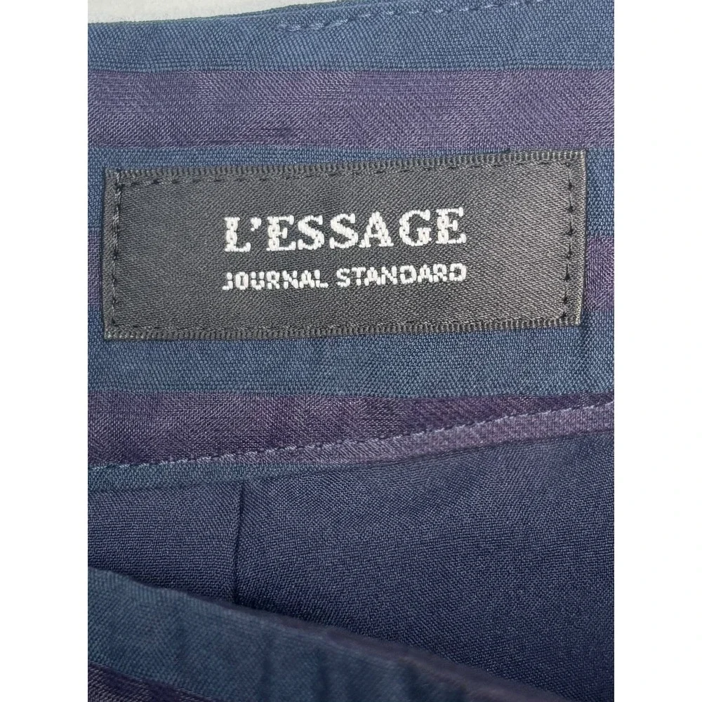 L'ESSAGE Journal Standard Navy Blue Sheer Stripe Pleated Midi‎ Skirt Size 36